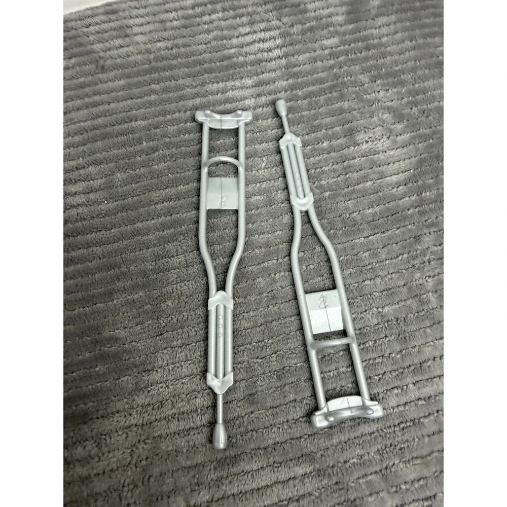 Barbie Doll Accessories Gray Silver Pair Of Crutches Ambulance Doctor Medical